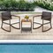 Costway 3 PCS Patio Rattan Rocking Chair Bistro Set Armrest Cushion Table with Storage Shelf Navy/Grey/Off White
